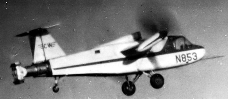 Une des rares photos montrant le X-100 en vol avec les nacelles basculées vers l'avant